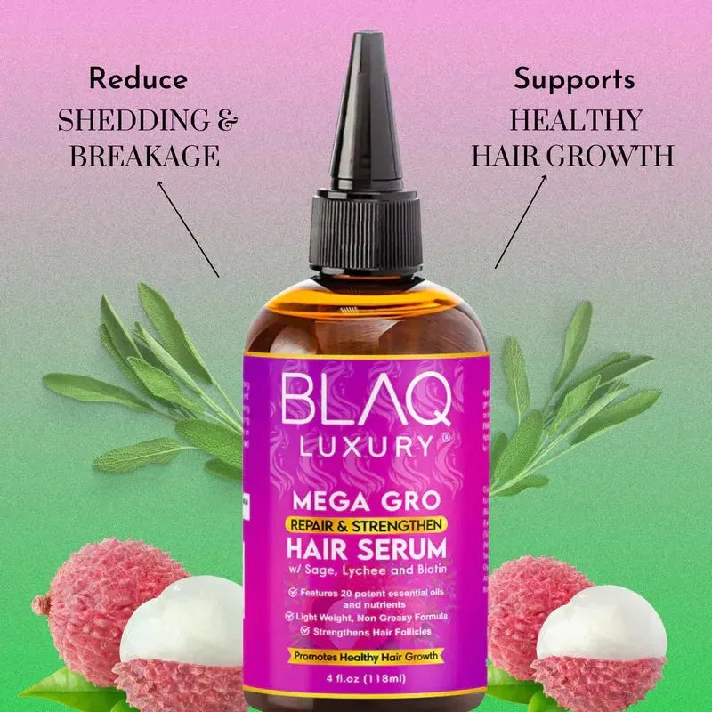 Blaq Luxury Mega Gro Repair and Strengthen Hair Serum 4oz - Beauty Exchange Beauty Supply