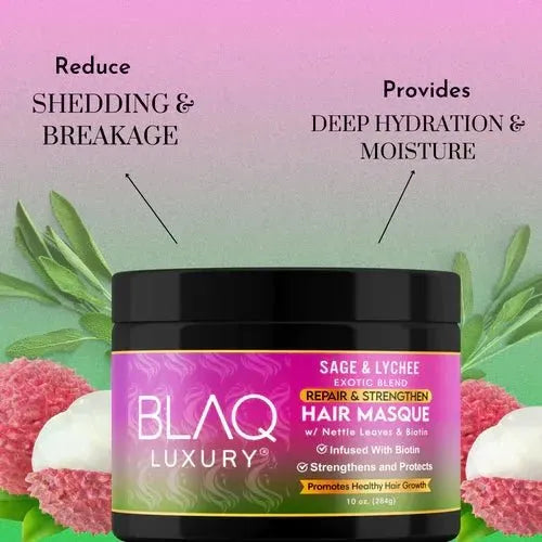 Blaq Luxury Sage & Lychee Repair and Strengthen Hair Masque 10oz - Beauty Exchange Beauty Supply