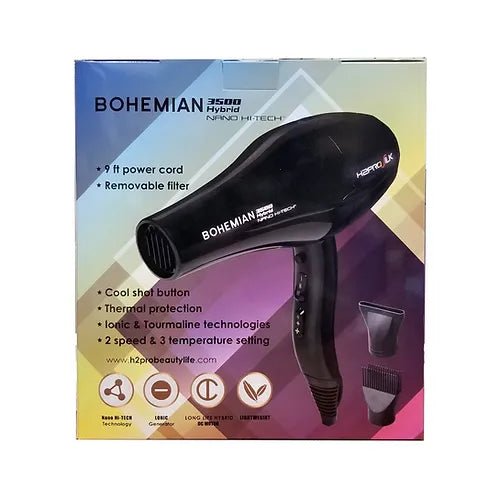H20Pro Bohemian 3500 Hybrid Nano Hi-Tech Hair Blow Dryer - Beauty Exchange Beauty Supply