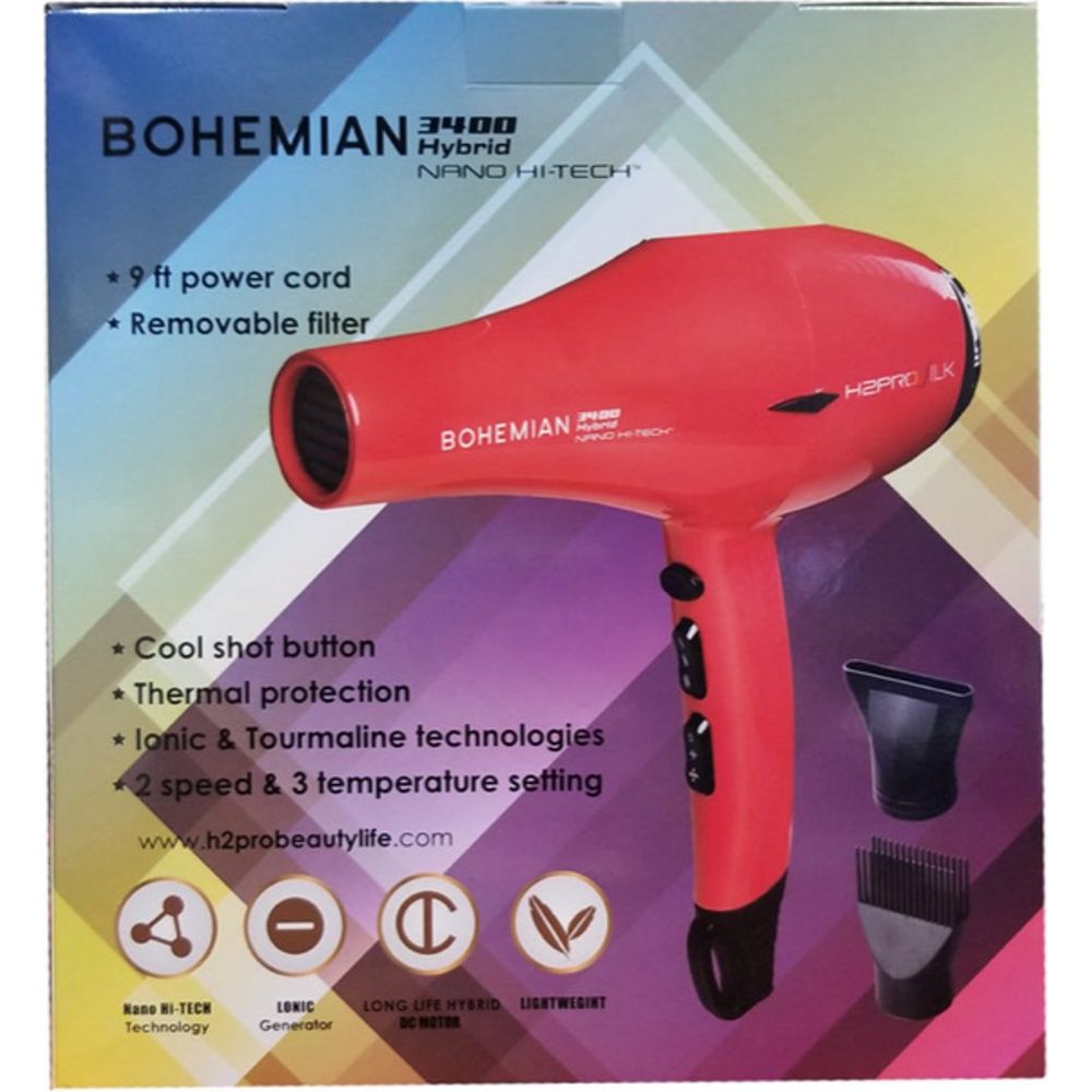 H20Pro Bohemian 3500 Hybrid Nano Hi-Tech Hair Blow Dryer - Beauty Exchange Beauty Supply