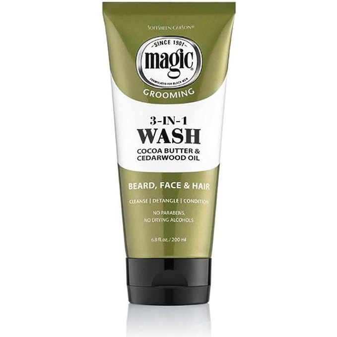 Magic Beard Wash 3 In 1 for Face, Beard and Hair, With Cocoa Butter and Shea Butter 6.8 fl oz - Beauty Exchange Beauty Supply