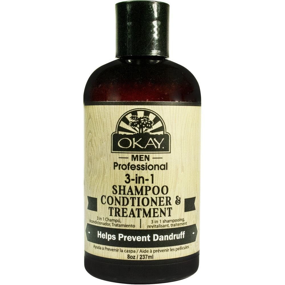OKAY 3 in 1 Men Shampoo Conditioner Treatment 8 Oz - Beauty Exchange Beauty Supply