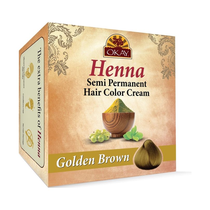 OKAY Henna Semi - Permanent Hair Color Cream - Golden Brown 50g/2oz - Beauty Exchange Beauty Supply