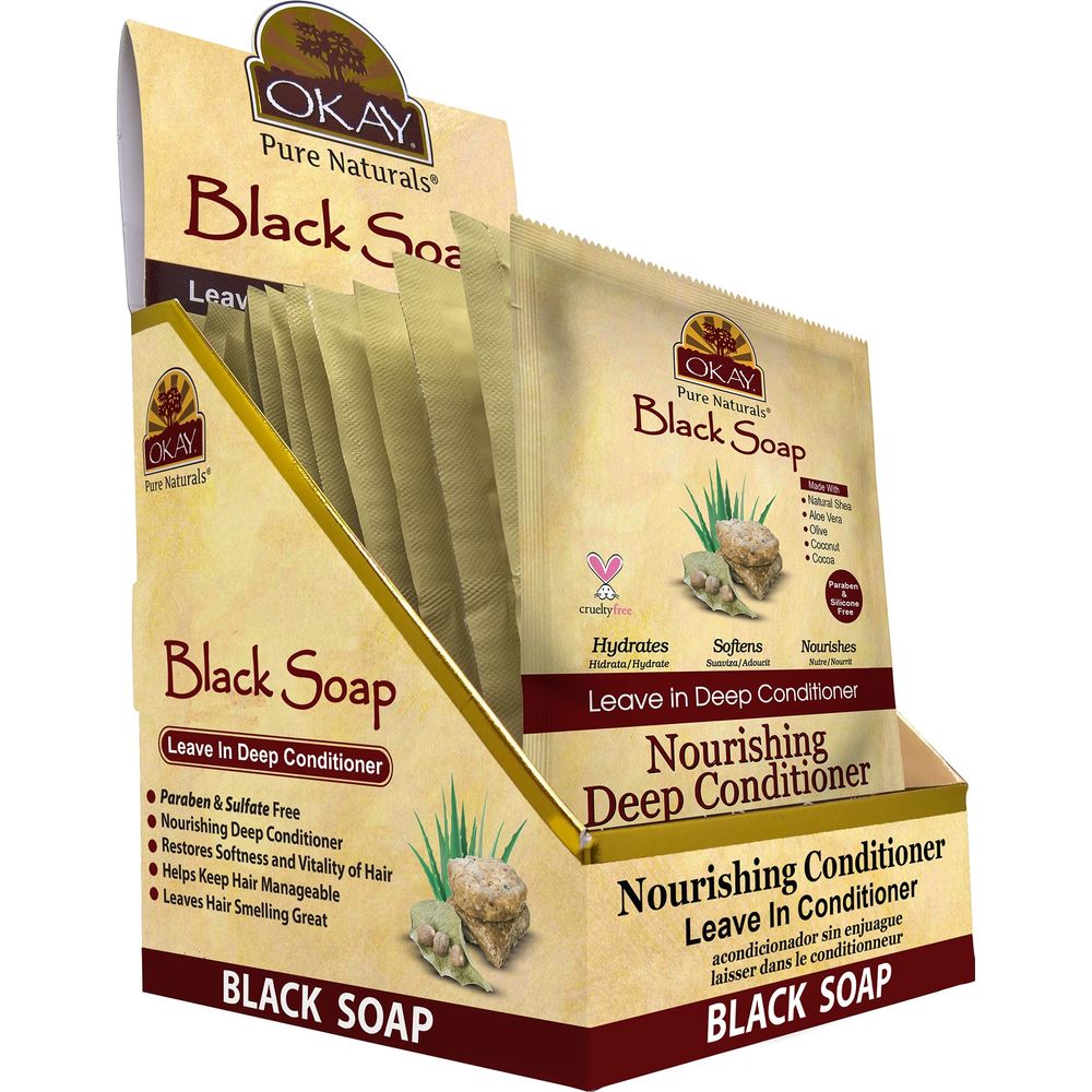 OKAY Pure Naturals African Black Soap Leave - In Conditioner - 1.25oz - Beauty Exchange Beauty Supply