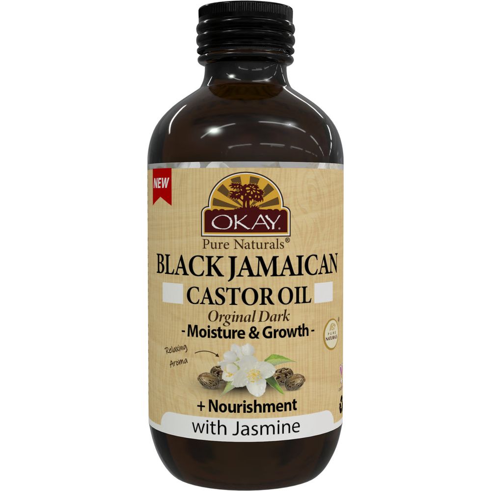 OKAY Pure Naturals BLACK JAMAICAN CASTOR OIL ORIGINAL DARK with JASMINE 4oz - Beauty Exchange Beauty Supply