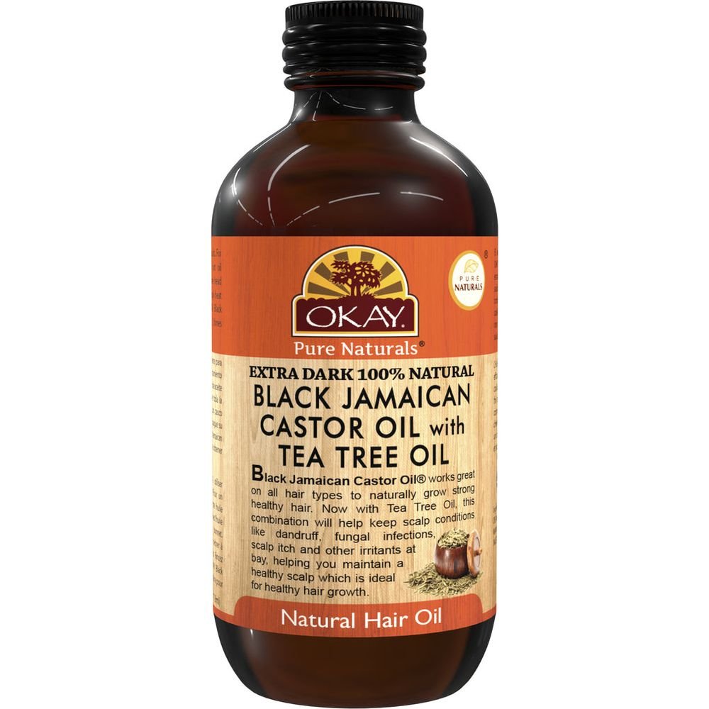 Okay Pure Naturals Xtra Dark Black Jamaican Castor Oil with Tea Tree Oil 4oz - Beauty Exchange Beauty Supply