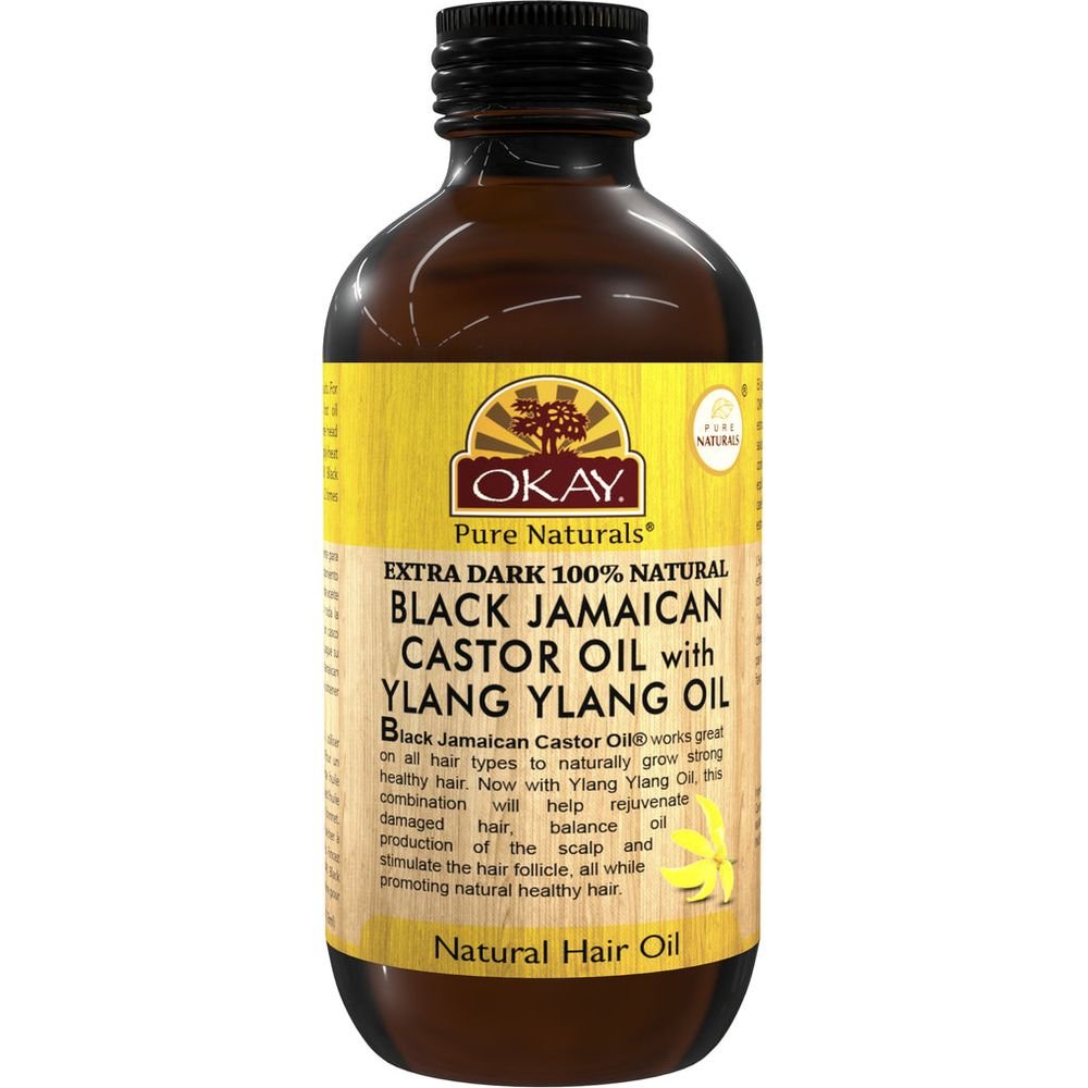 Okay Pure Naturals Xtra Dark Black Jamaican Castor Oil with Ylang Ylang Oil 4oz - Beauty Exchange Beauty Supply