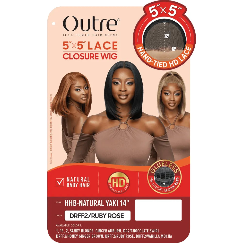 Outre 5x5 Lace Closure Wig Human Hair Blended Lace Closure Wig - NATURAL YAKI 14" - Beauty Exchange Beauty Supply