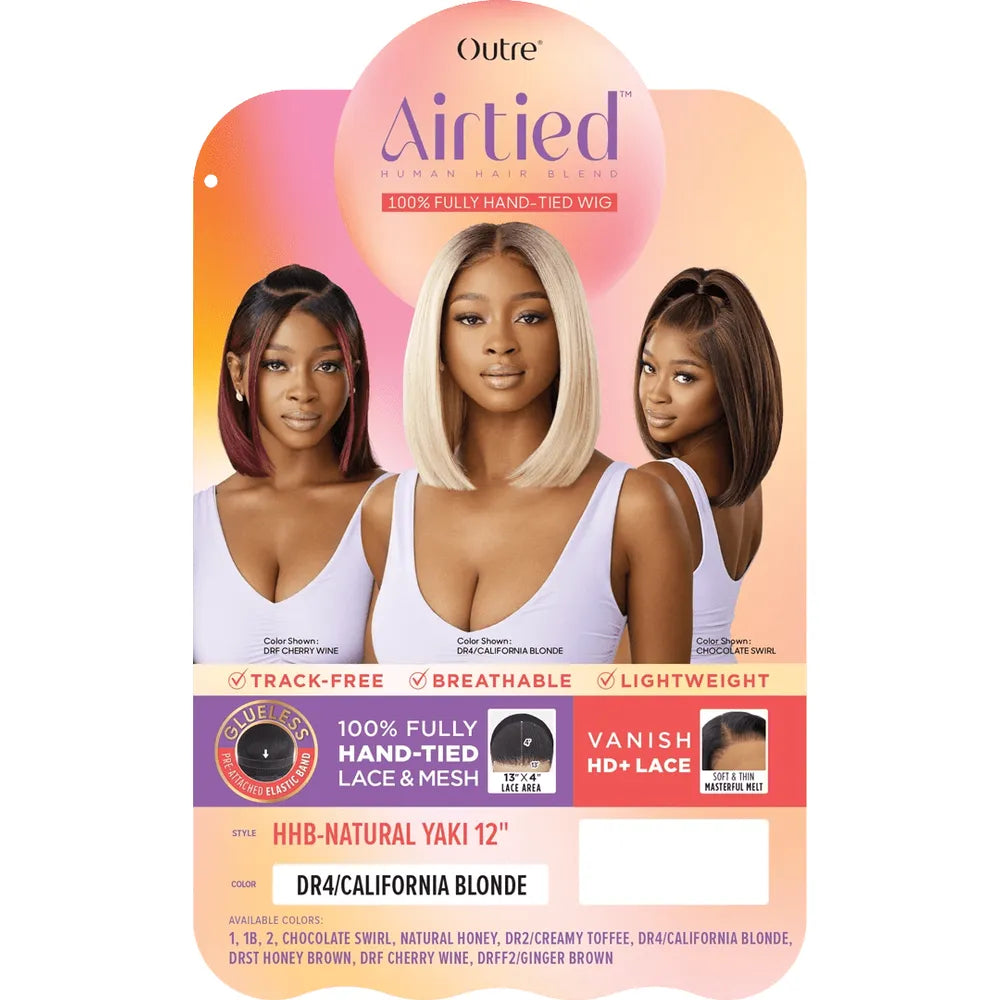 Outre Airtied 100% Fully Hand- Tied Human Hair Blend HD Lace Wig - Yaki 12" - Beauty Exchange Beauty Supply