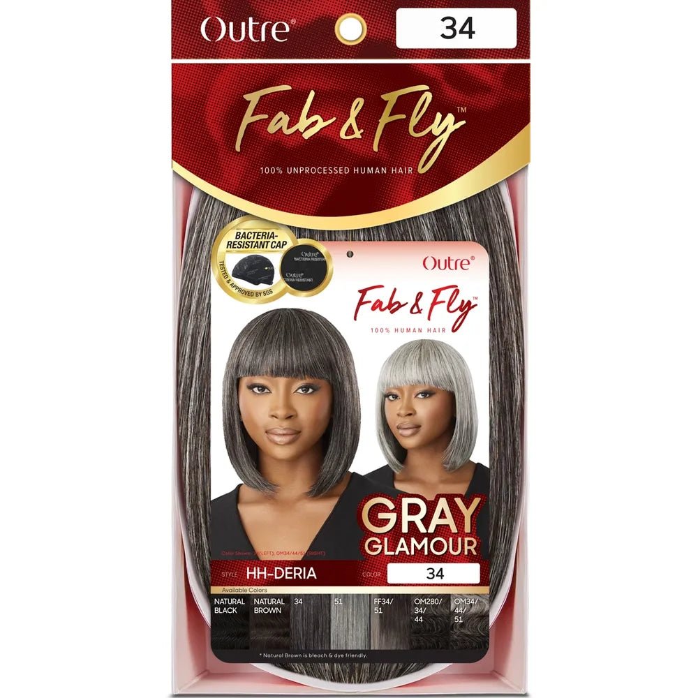 Outre Fab & Fly Cull Cap Wig Gray Glamour Human Hair Full Wig - Deria - Beauty Exchange Beauty Supply