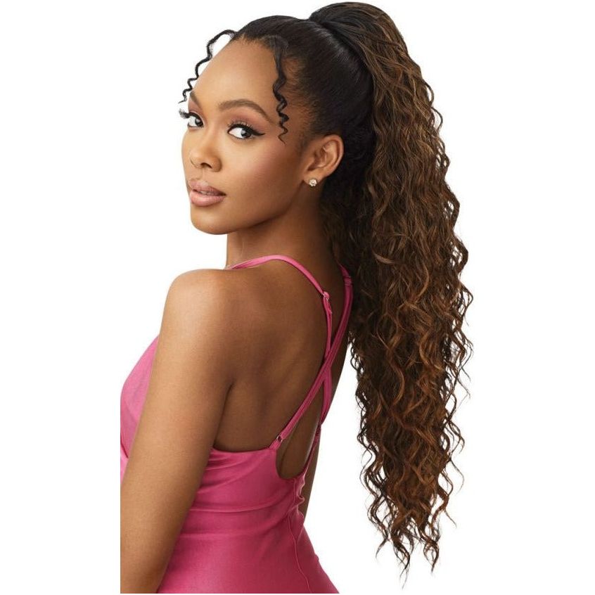 Outre Pretty Quick Wet & Wavy Synthetic Drawstring Ponytail - Beach Wave 28" - Beauty Exchange Beauty Supply