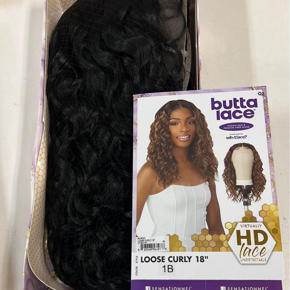 Sensationnel Butta Lace Human Hair Blend HD Lace Front Wig - Loose Curly 18" - Beauty Exchange Beauty Supply