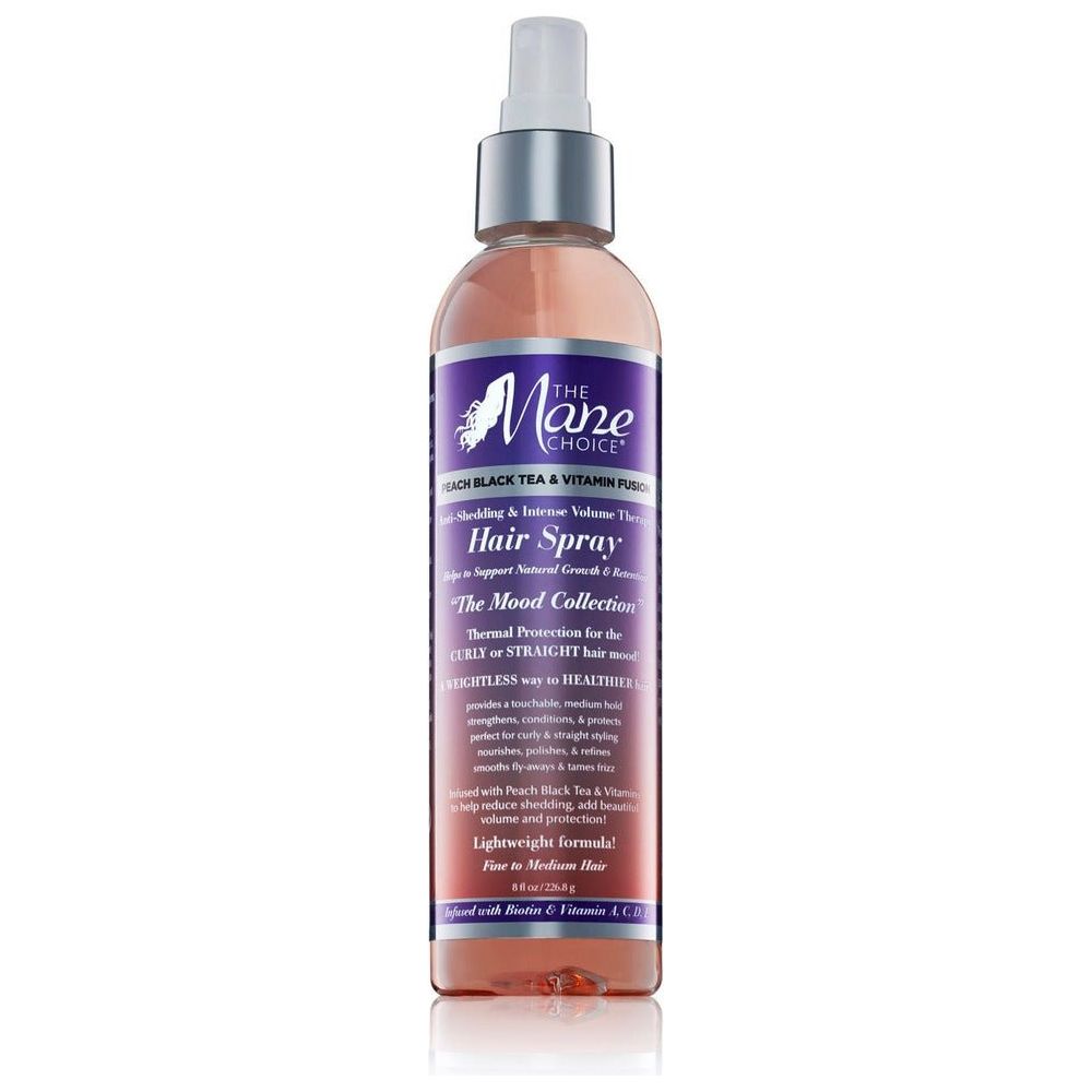 The Mane Choice Peach Black Tea & Vitamin Fusion Anti-Shedding & Intense Volume Therapy Hair Spray 8oz - Beauty Exchange Beauty Supply