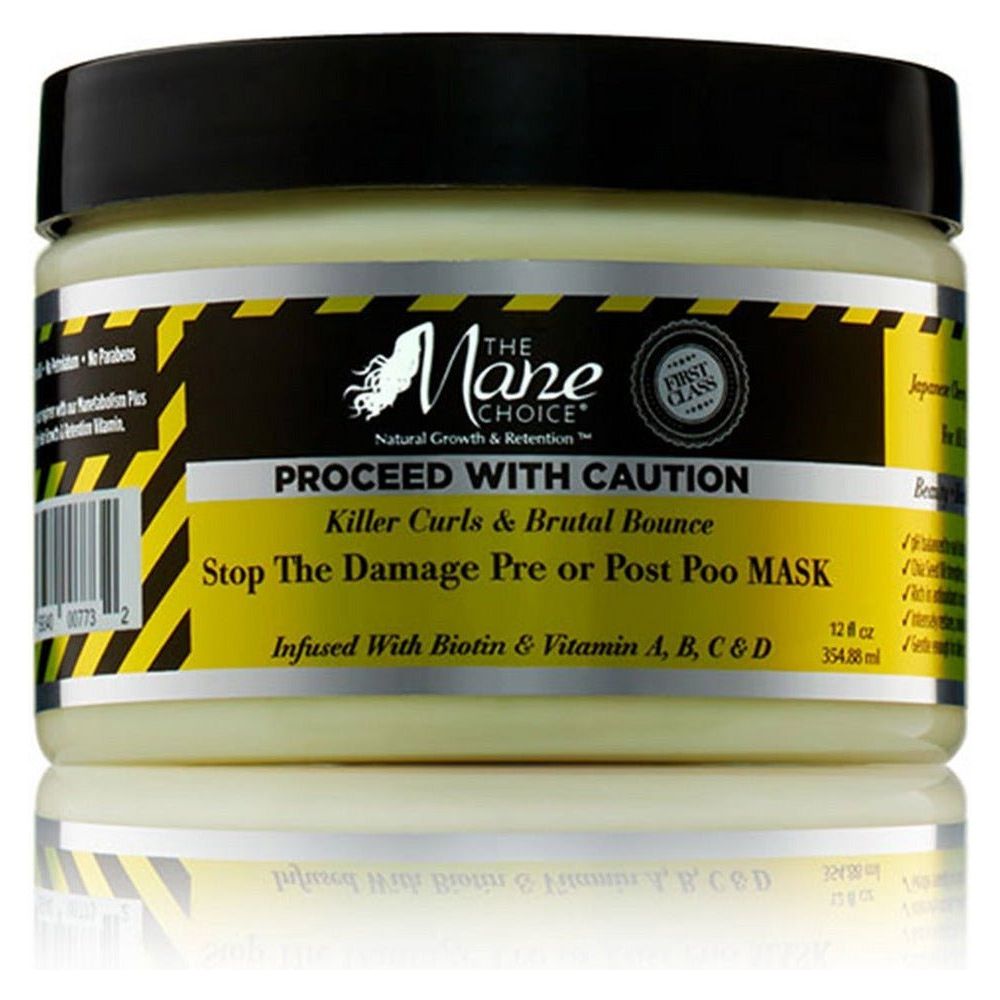The Mane Choice Proceed with Caution Stop the Damage Pre or Post Poo Mask 12oz - Beauty Exchange Beauty Supply